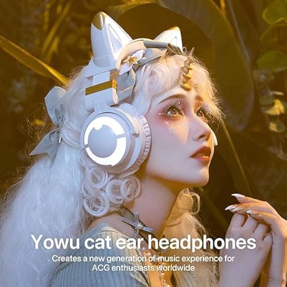 YOWU 猫耳ヘッドフォン　白 Amazon.com: YOWU Cat Ear Headphones CE, Wired/Wireless